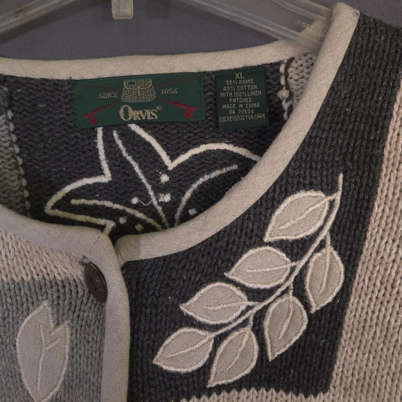 Vintage Orvis Button Down Knit Cardigan‎ Cream Gray Size XL  Boho Cottagecore - Picture 7 of 7